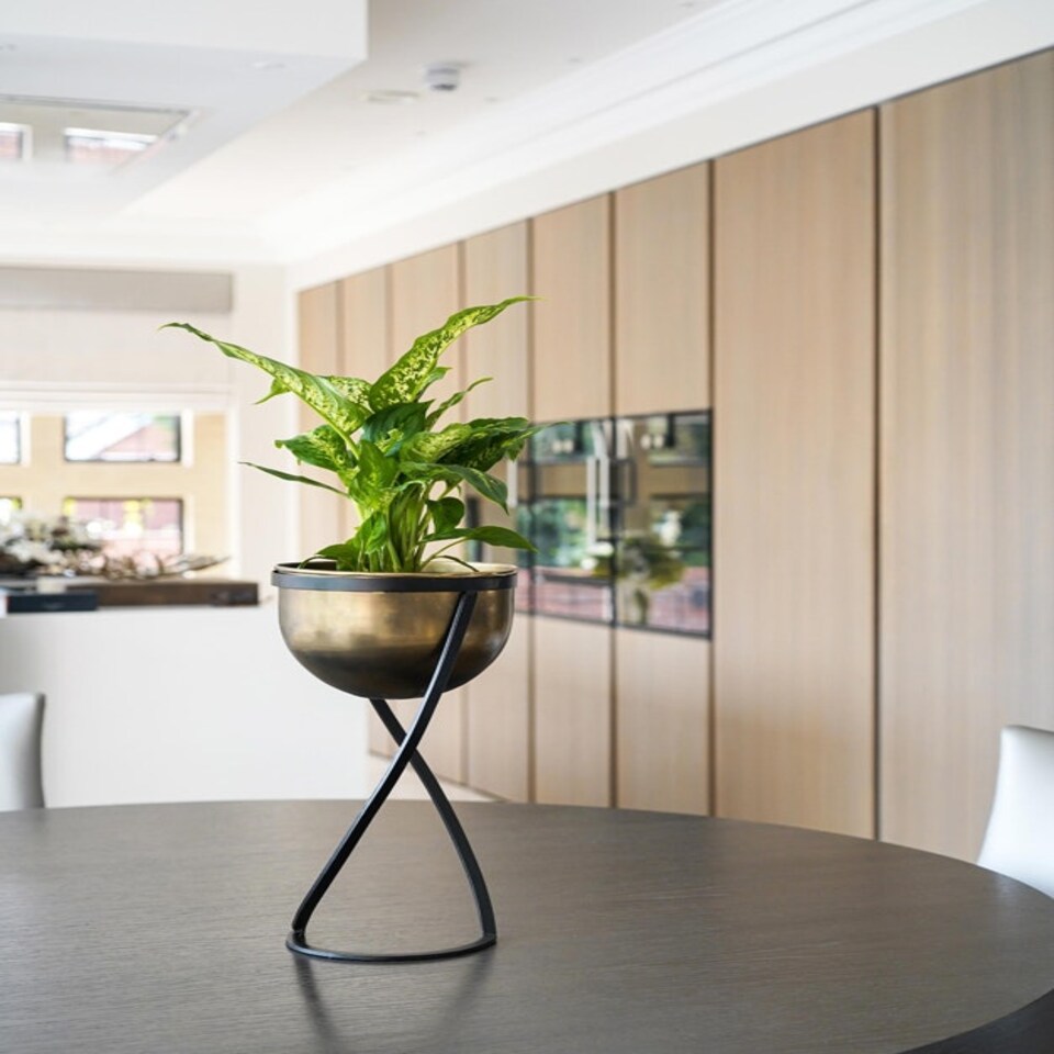 image 1 of Indoor Kensington Round Planter on Stand - Metal - L14 x W14 x H42 cm - Brass Copper
