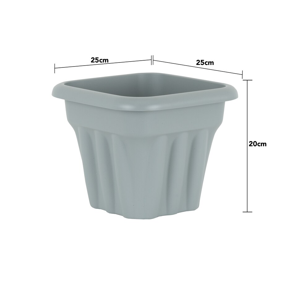 image 1 of Wham Vista 6 x 25cm Square Plastic Garden Planters | Grey | Upcycle Grey