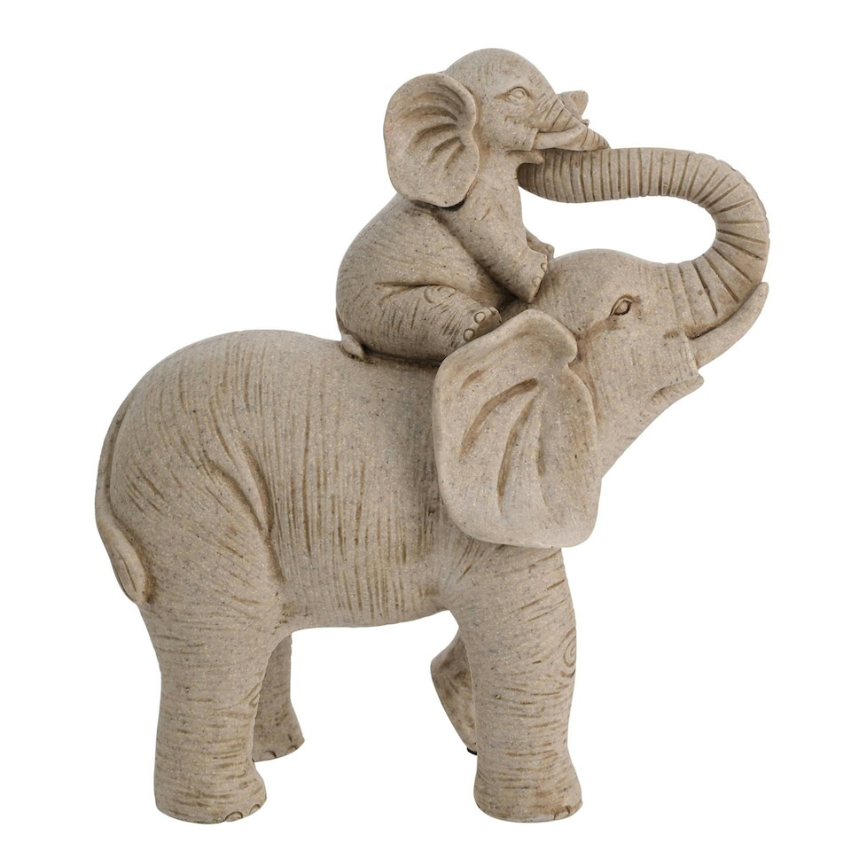 image 1 of Naturecraft Collection Elephant & Calf Sandstone Finish Grey