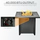 image 6 of Outsunny Square Propane Gas Fire Pit Table, 40000 BTU Rattan Smokeless Firepit Patio Heater with Protective Cover, Glass beads and Lid, 71cm x 71cm x 63cm, Black
