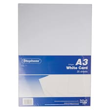 Stephens Card White 210gsm, 25 Sheets, White, A3