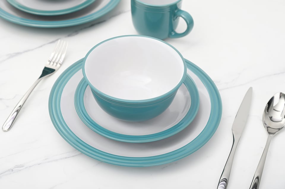 image 1 of 16pc Camden Teal Dinner Set