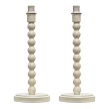 Set of 2 Bobbin - Ivory Table Lamp Base