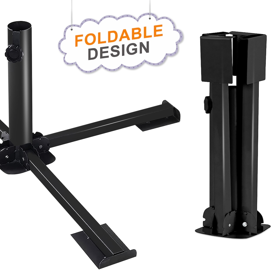 image 1 of Foldable Metal Stand Holder Cross Frame Heavy Duty Parasol Base Umbrella Garden