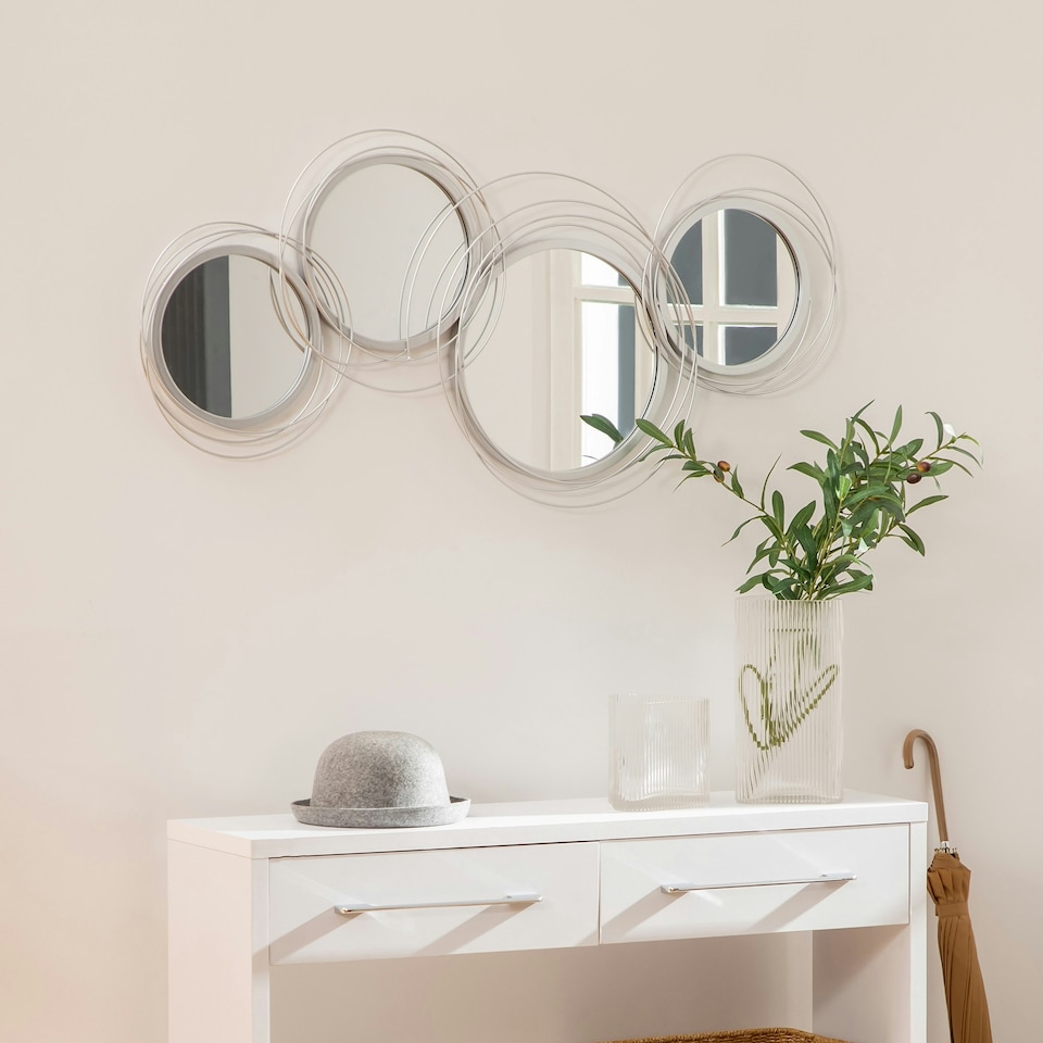 image 1 of HOMCOM Metal Wall Art Decorative Mirror Decor Modern Wall Sculpture, Silver Gold