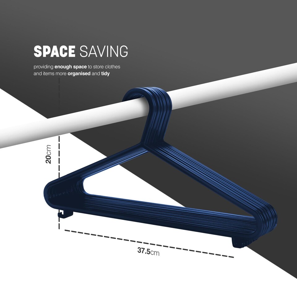 image 1 of Keplin Adult Plastic Coat Hangers Strong Slim Space Saving with Trouser Bar and Hooks
