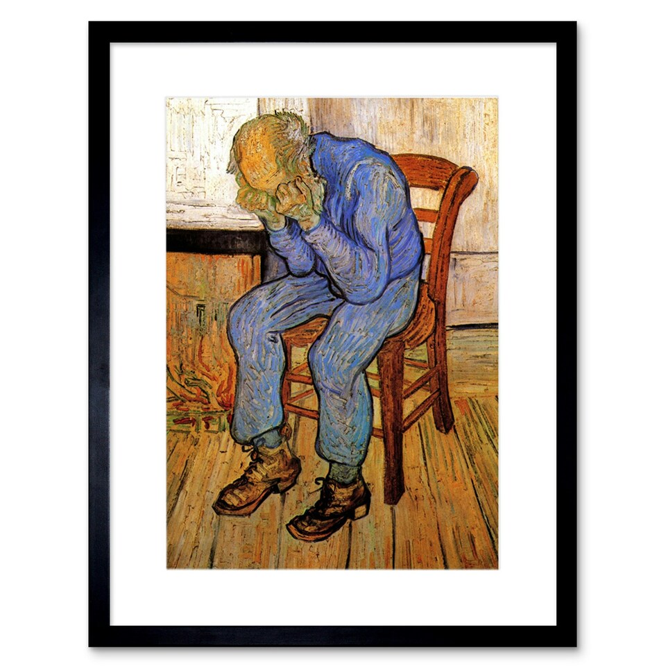 image 1 of Van Gogh Old Man Sorrow Threshold Eternity 1890 9x7" Black Framed Wall Art Print
