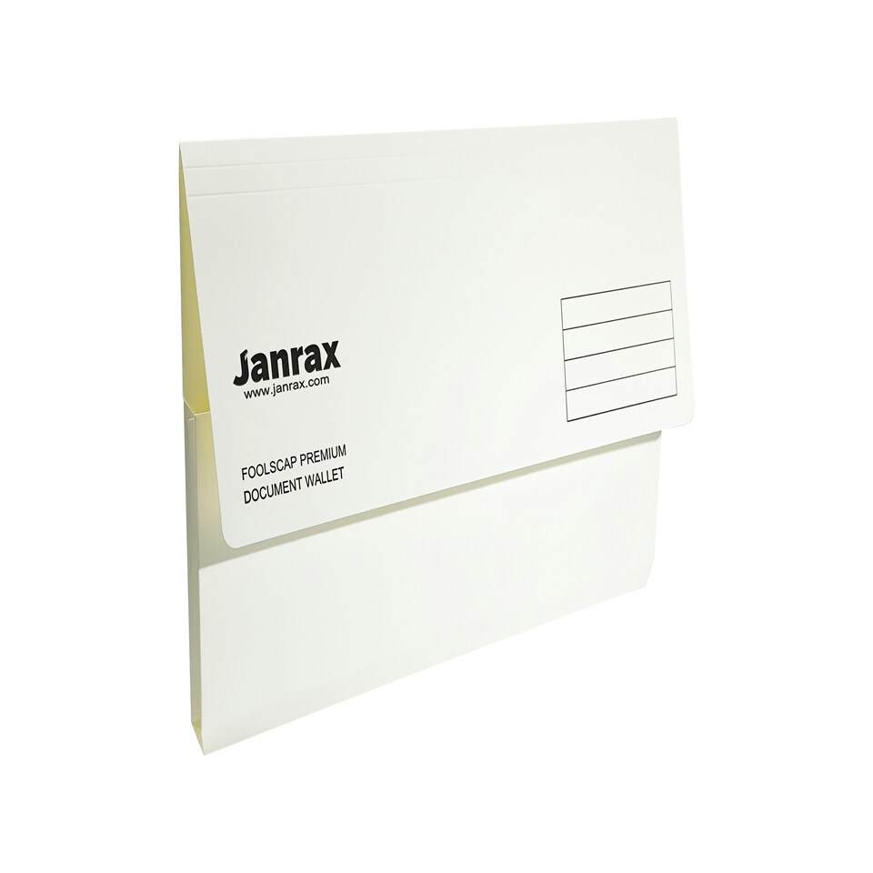 image 1 of Pack of 10 White Card Premium Foolscap Document Wallets
