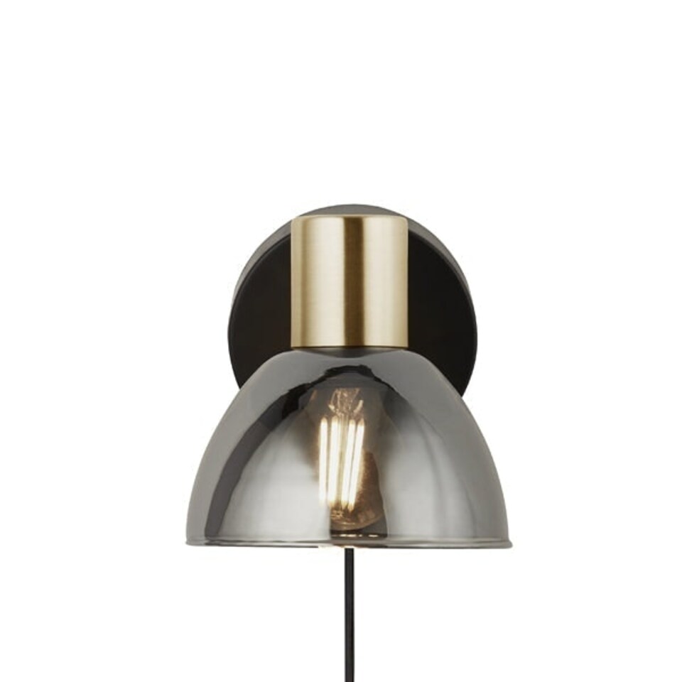 image 1 of Elisa Plug In Smoked Glass Wall Light