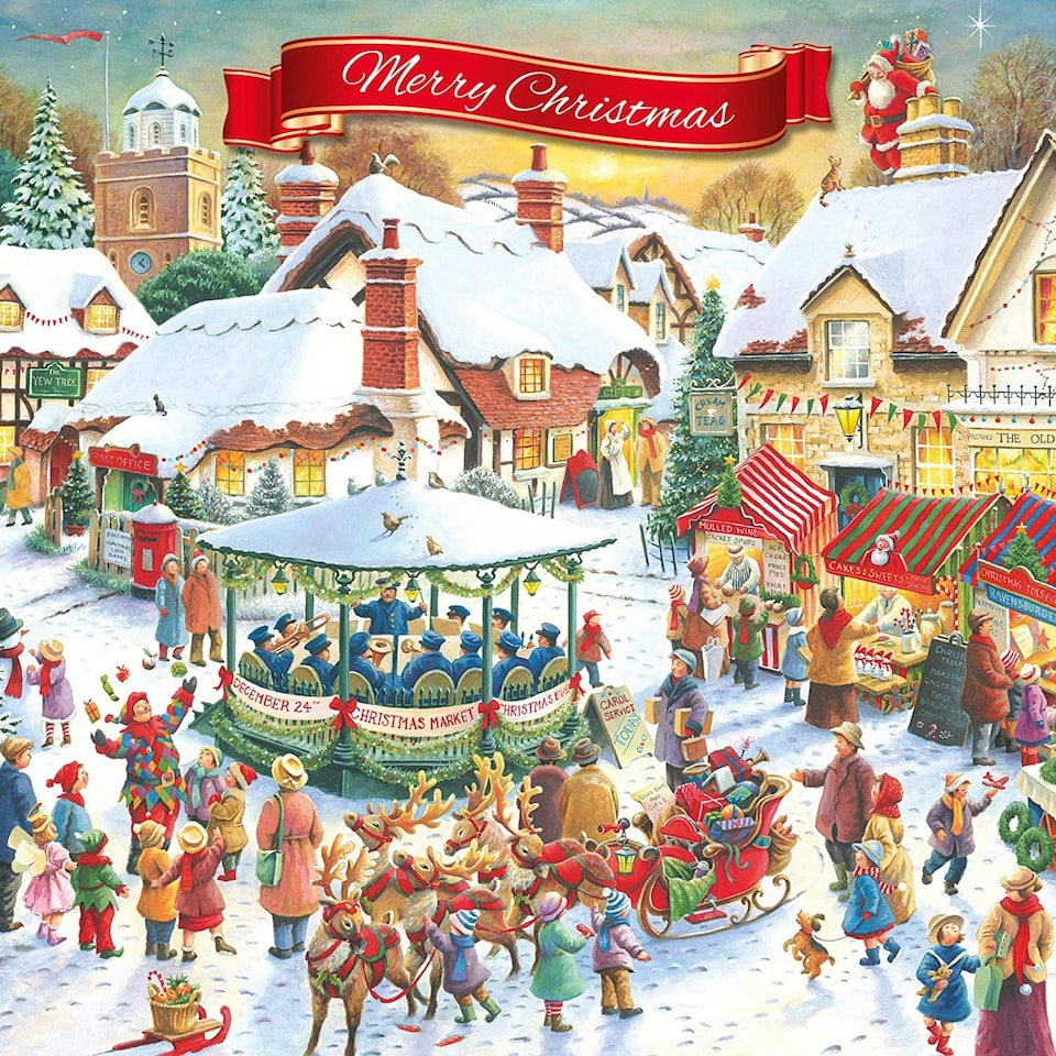 image 1 of Fantastic Colourful 3D Festive Night Time Shopping Design Christmas Card