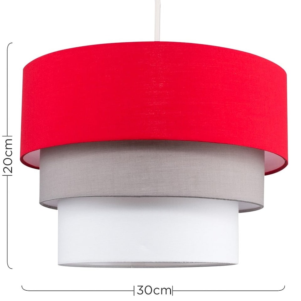 image 1 of ValueLights Aztec 3 Tier Red Fabric Ceiling Light Shade and Bulb