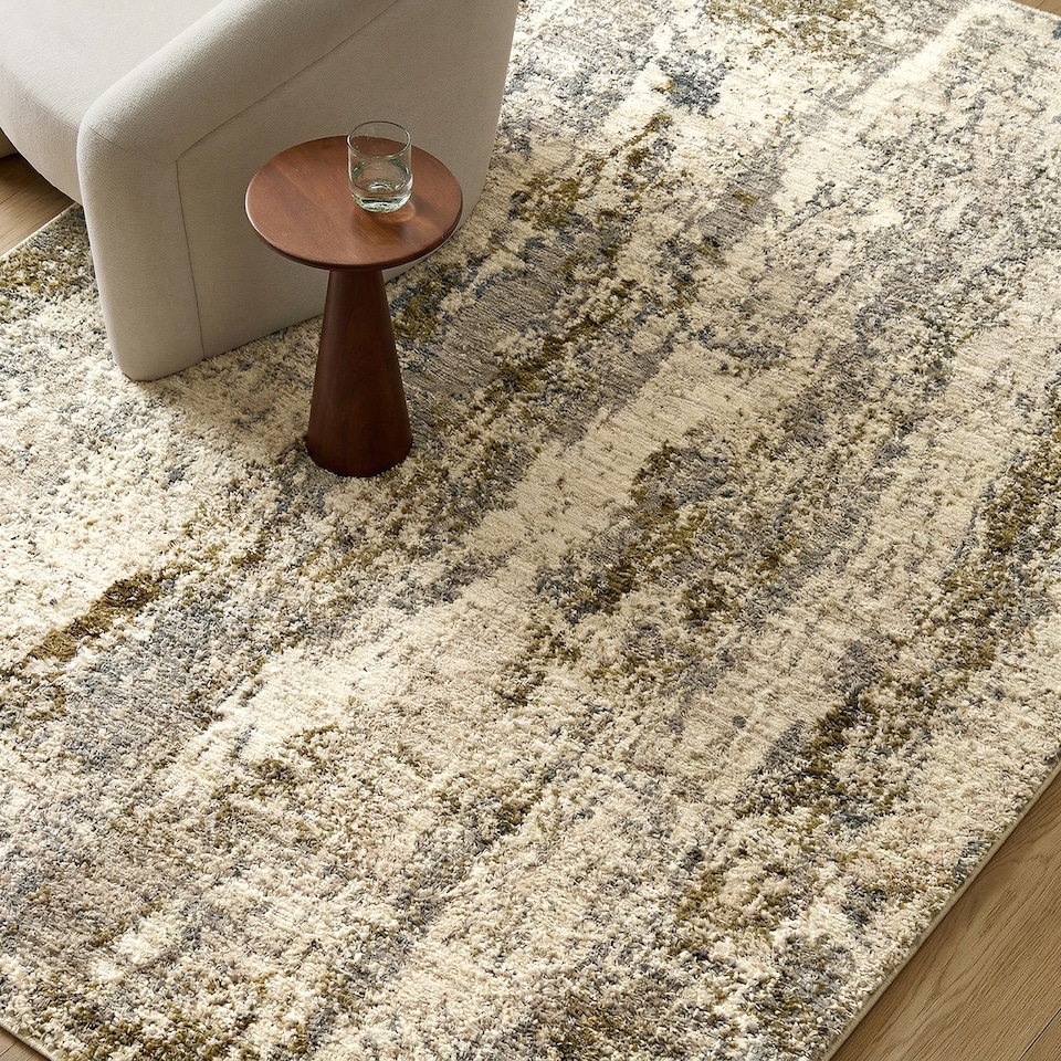 image 1 of LIVABLISS Arda-Abstract Modern Marble Fringe Rug 200 x 290 cm | Taupe Grey Brown