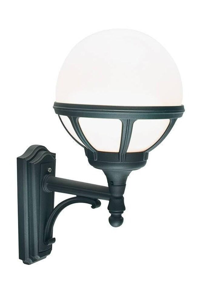 1 Light Outdoor Globe Wall Light Black IP54, E27