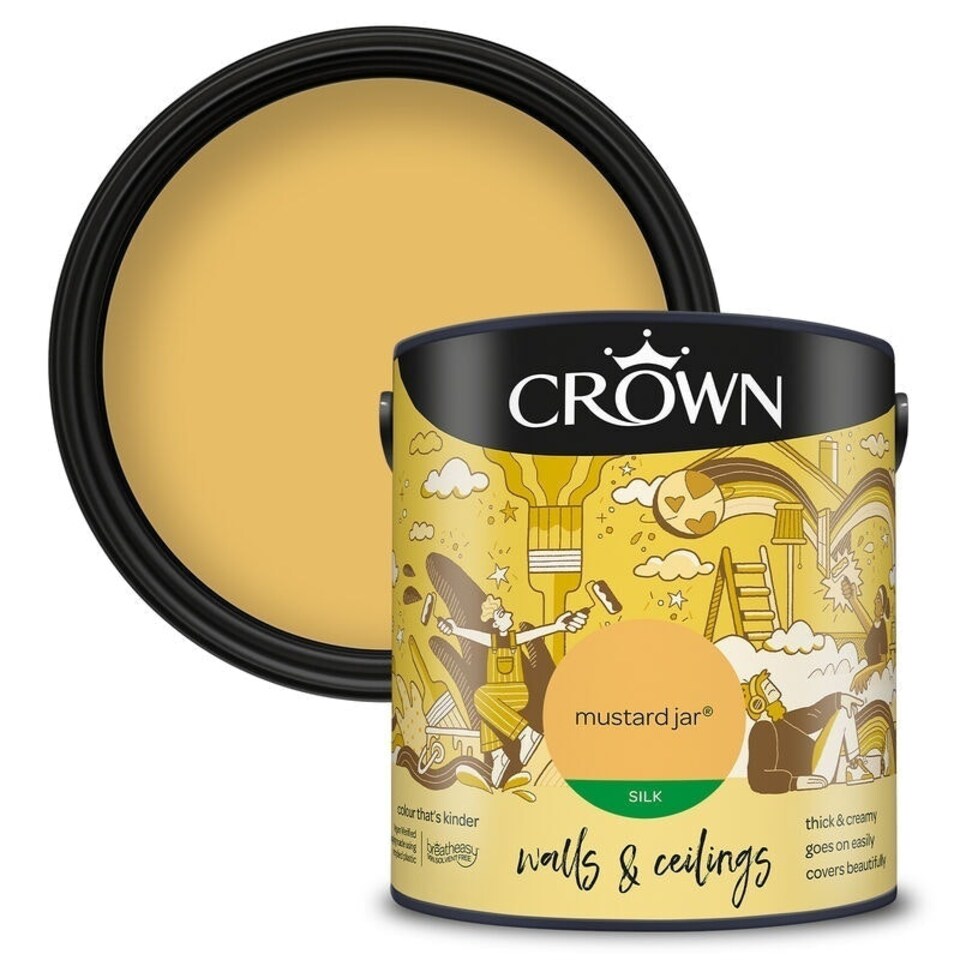 image 1 of Crown Walls & Ceilings Silk 2.5L Mustard Jar