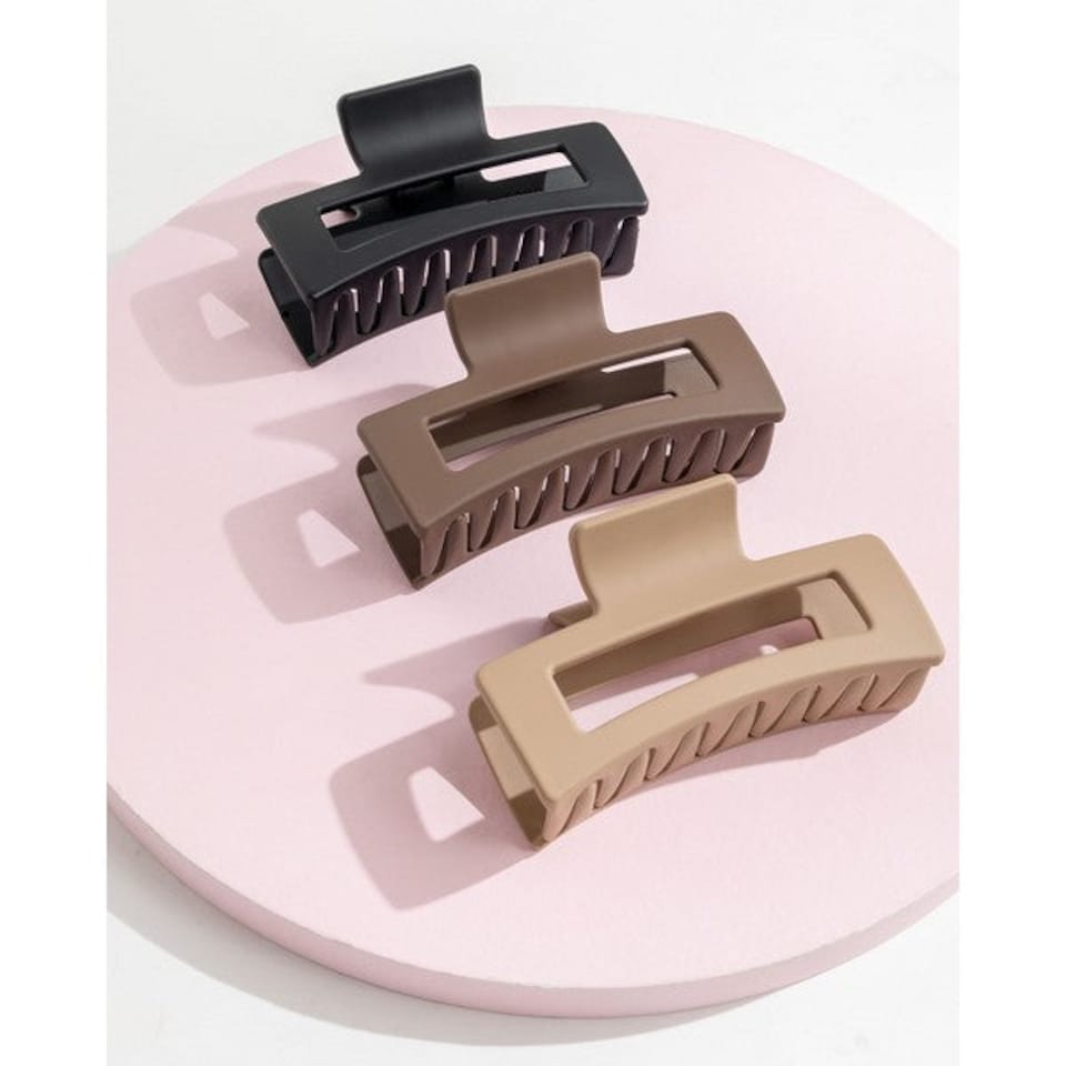 image 1 of Brushworks Classic Claw Clips - 3 Pack | Multi | Black, Brown, Beige