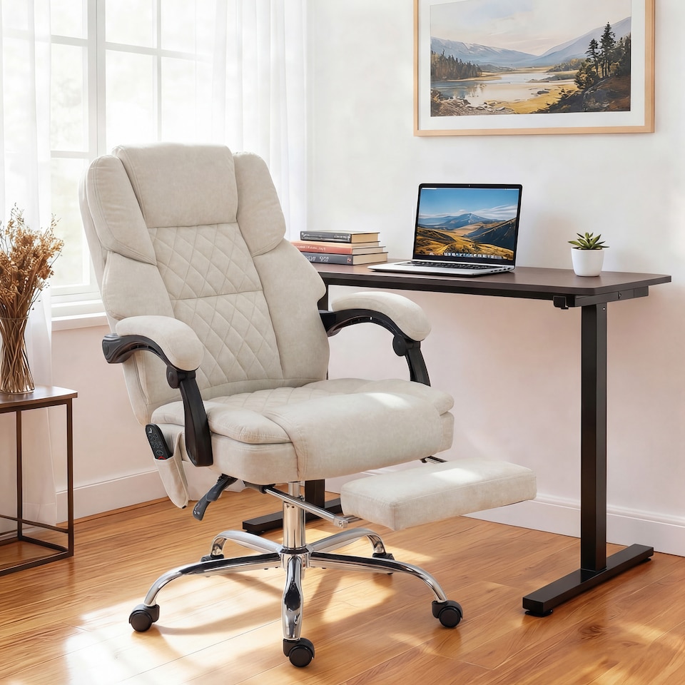 image 1 of HOMCOM Massage Office Chair with Heat, 135° Reclining Desk Chair