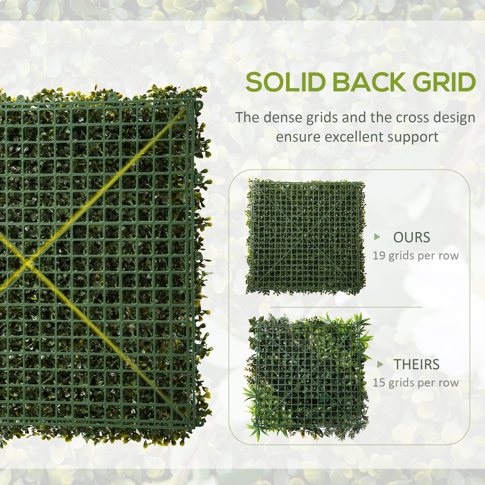 image 1 of Outsunny 12PCS Artificial Boxwood Panel 50cm x 50cm Faux Hedge Greenery Backdrop