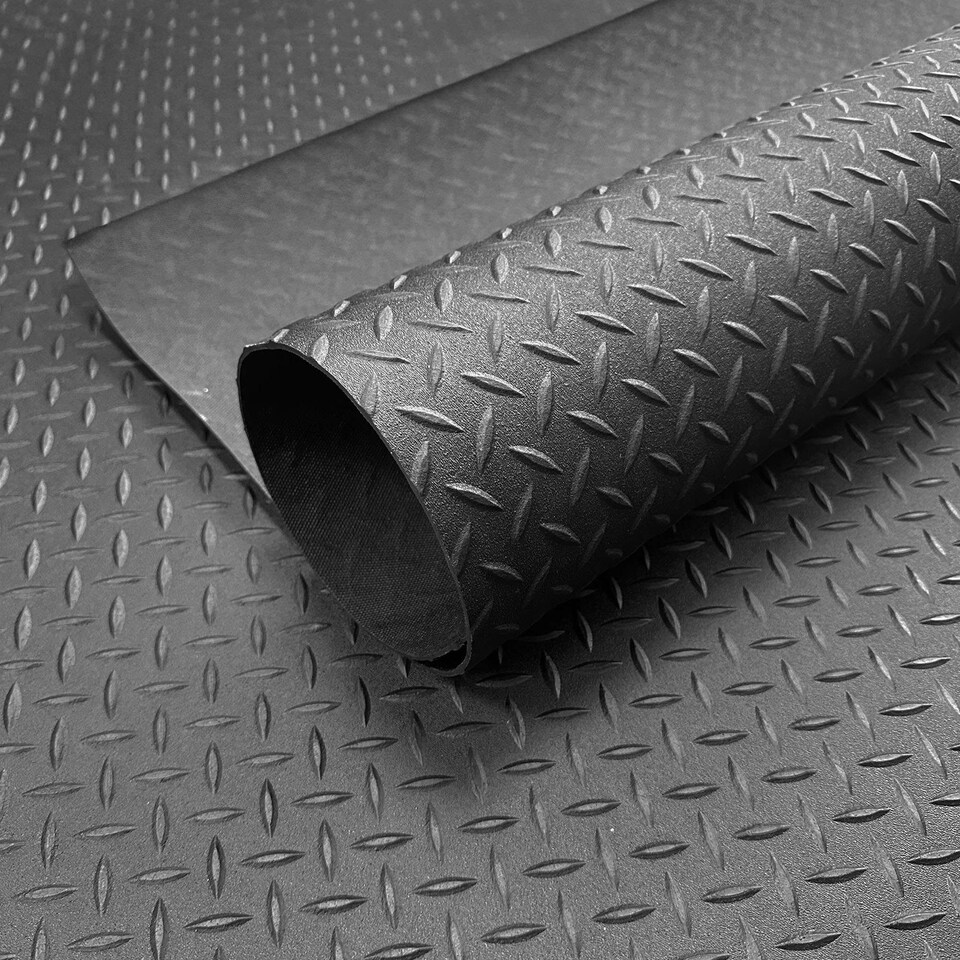 image 1 of Heavy Duty Diamond Pattern Rubber Flooring | Black | 11m