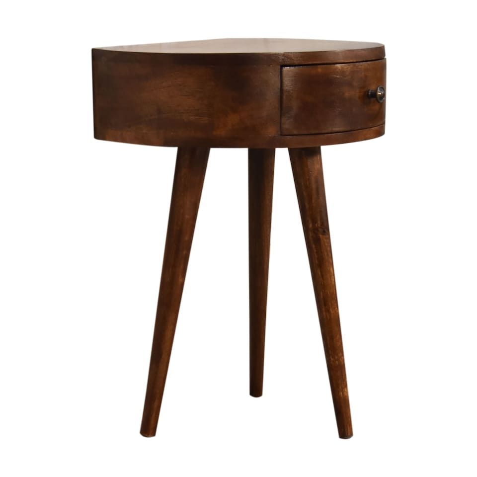 image 1 of Artisan Furniture Solid Wood Chestnut Semi Circle Bedside