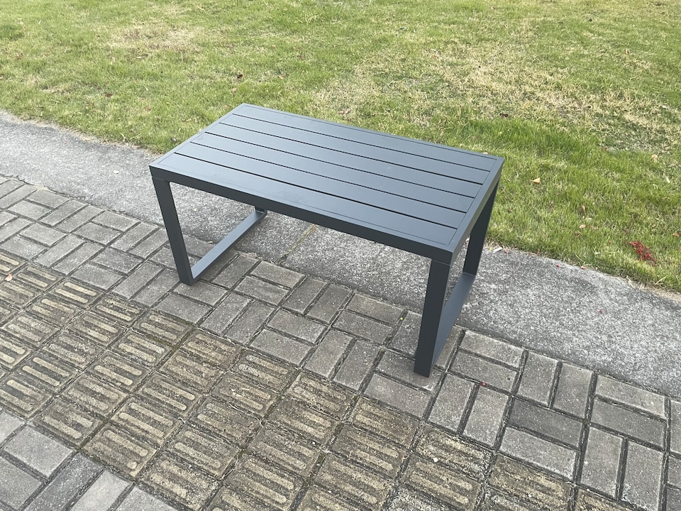image 1 of Fimous Aluminium 9 Seater Garden Furniture Outdoor Patio Sofa Set with Rectangular Coffee Table Armchair 2 Small Footstool 2 Side Tables Dark Grey