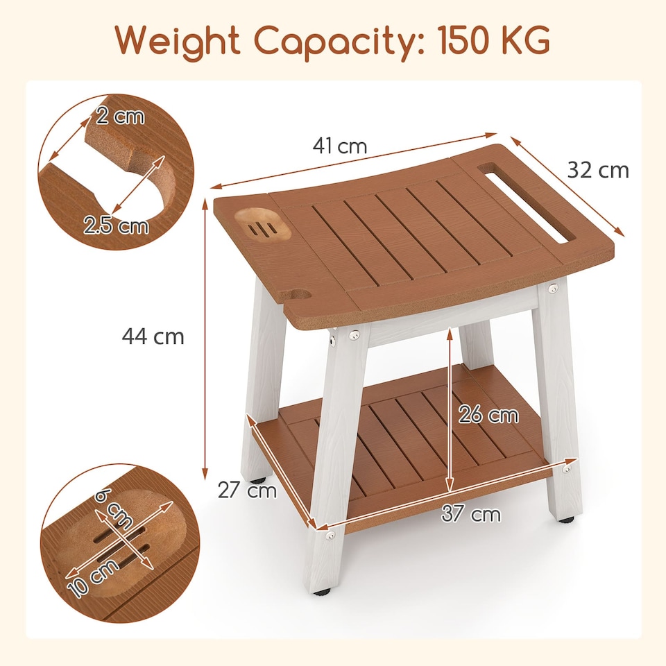 image 1 of COSTWAY Shower Bench Seat Shower Stool w/Handle
