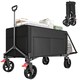 image 6 of Outsunny Folding Trolley on Wheels, Garden Cart with Openable Sides, Black