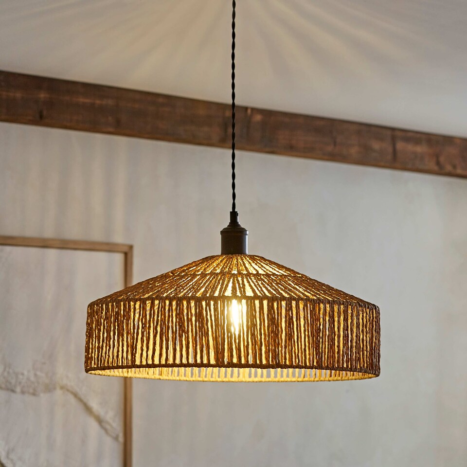 image 1 of ValueLights Elcano Woven Rope Ceiling Pendant Light Shade | Brown