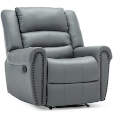 Denver Bonded Leather Manual Recliner Stud Sofa Home Lounge Chair (Grey)
