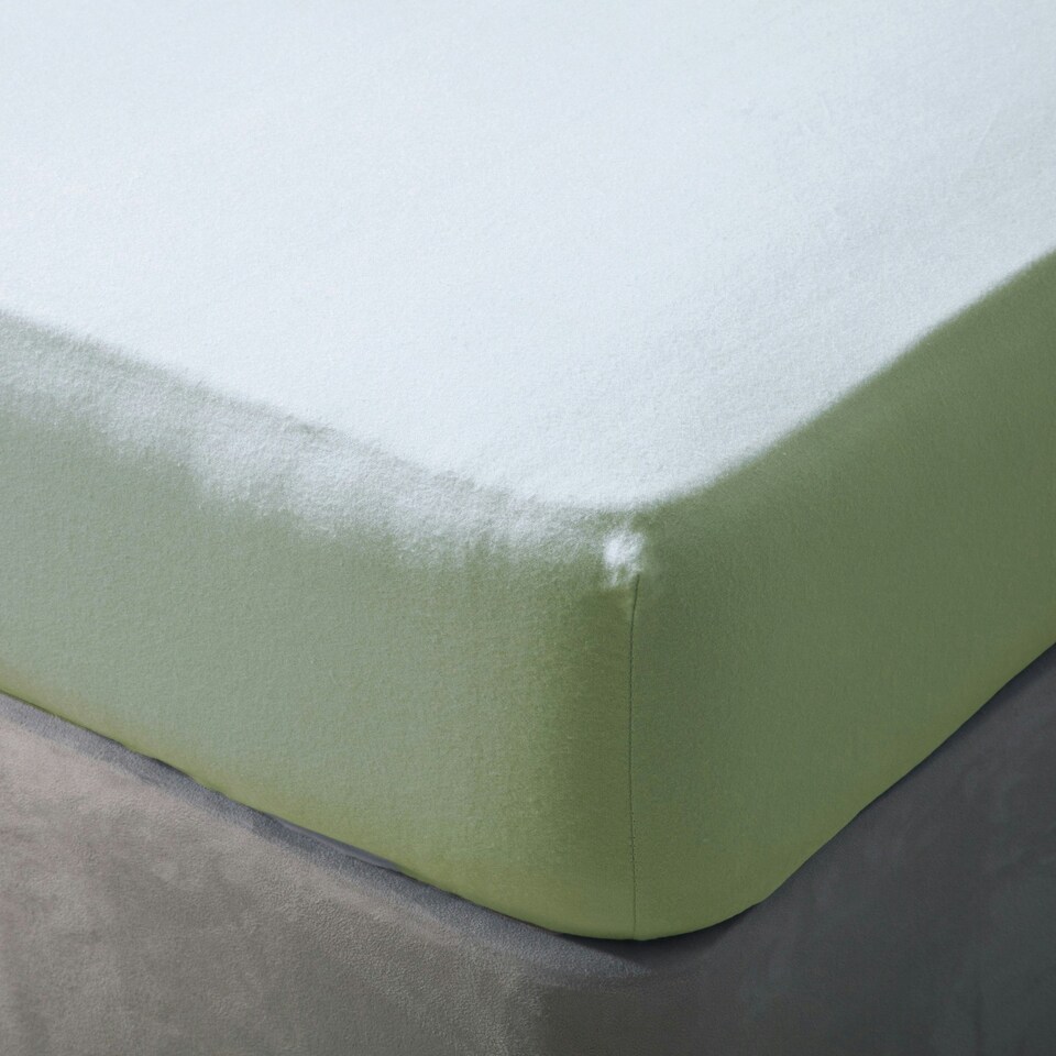 image 1 of Belledorm Brushed Cotton Extra Deep Fitted Sheet - Green Apple - Kingsize