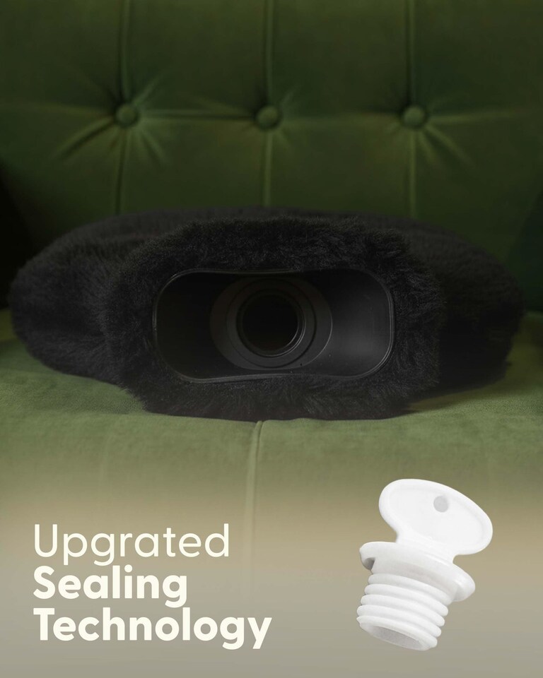 image 1 of Keplin Fluffy Faux Fur Hot Water Bottle 2 Litre with Hand Warming Cover