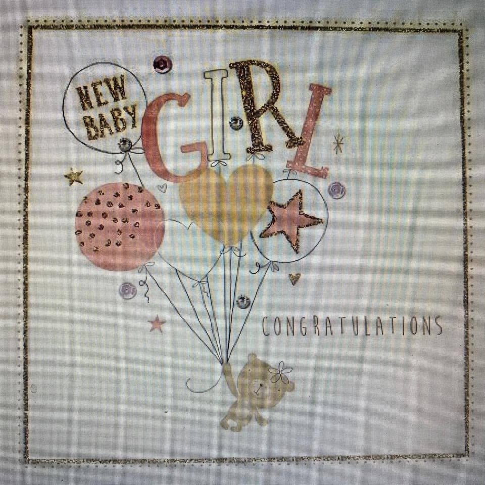 image 1 of New Born Baby Girl Birth Congratulations Handmade Morello Hotchpotch Greetings Card (DNE)