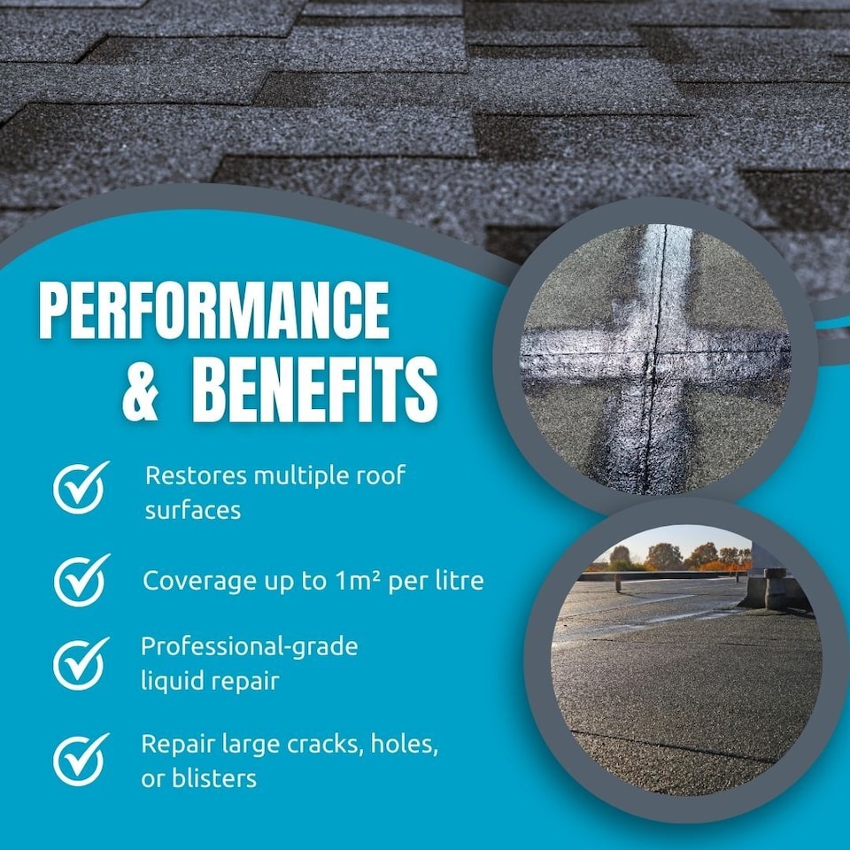 image 1 of Smartseal Liquid Roof Repair, Black, Repair and Waterproof Roof Leaks, Gutters, Lead Flashing, Metal, Slate, Concrete, Felt, 1L