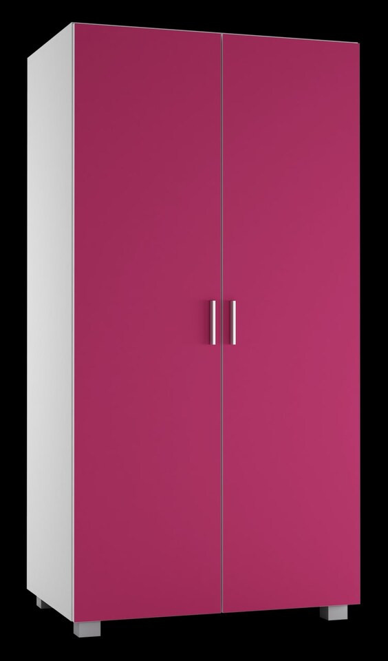 image 1 of White Kids 2-Door Wardrobe | Pink | 1