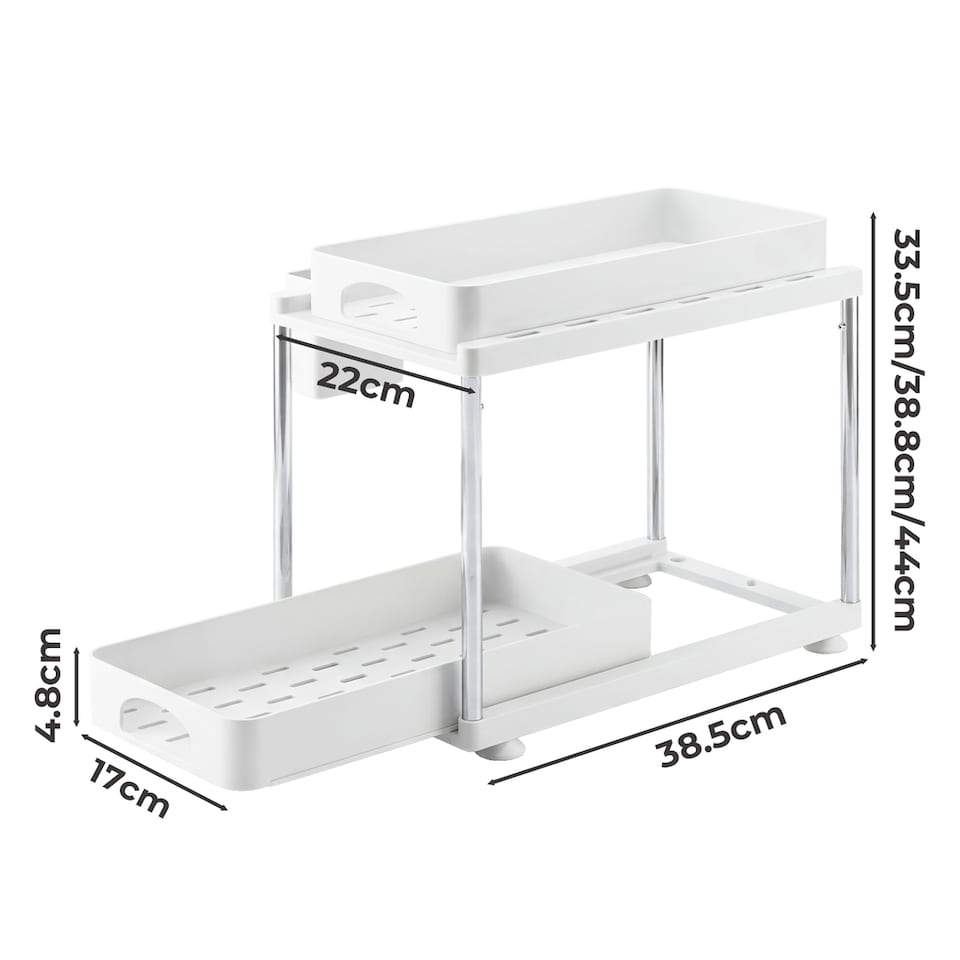 image 1 of Toque Under Sink Organiser Two Slide-Out Drawers Kitchen Storage 2pcs White