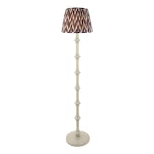 Carnaby Satin Almond White Paint Floor Lamp with Pearl Grey Fabric Zigzag Shade 35cm B22
