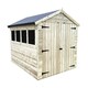 image 2 of 10 x 8 Premier Pressure Treated Tongue And Groove Apex Shed With Higher Eaves And Ridge Height 4 Windows + Double Door  (10' x 8' / 10ft x 8ft) (10x8)