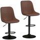 image 6 of HOMCOM Set of 2 Bar Stools, Adjustable Swivel Breakfast Barstools, Brown Brown
