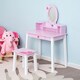 image 6 of HOMCOM Kids Dressing Table and Stool Set Make Up Desk with Storage (Pink) Pink