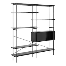 Angus Bookcase with 1 Sliding Door & 5 Shelves in Black