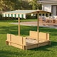 image 7 of Outsunny Kids Square Wooden Sandpit, Children Sandbox Outdoor Playset | Yellow | Natural, Blue