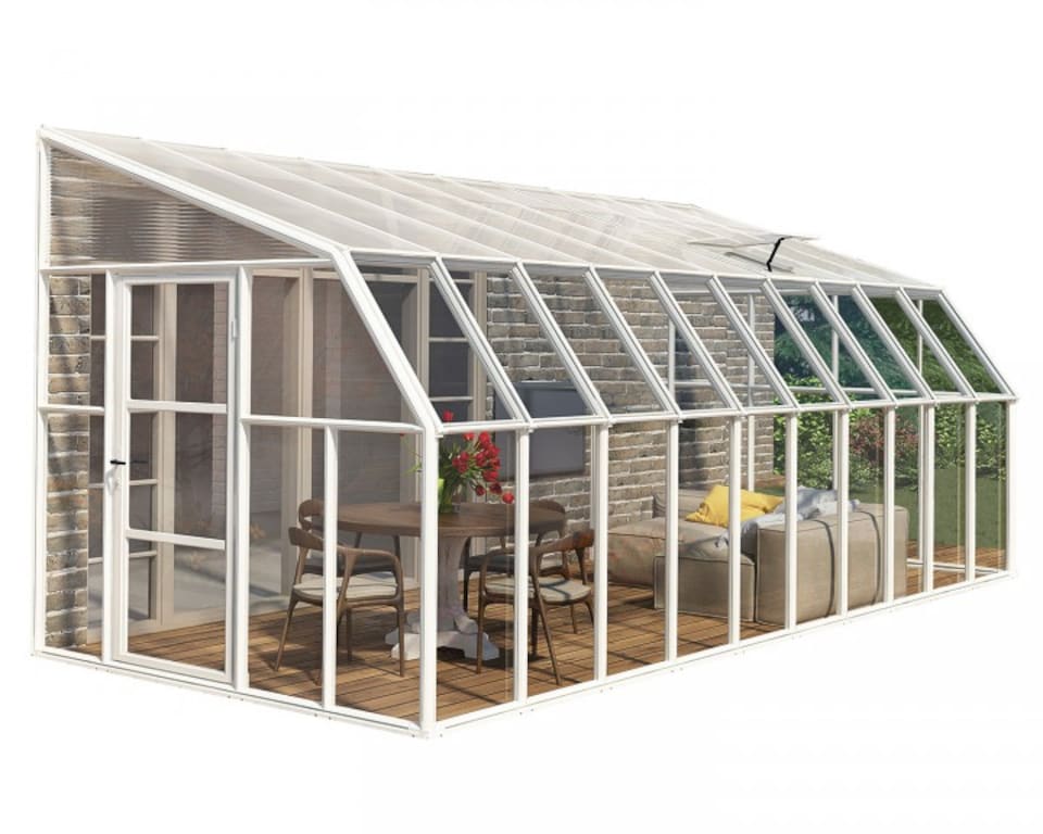 image 1 of Lean To Greenhouse Sun Room Clear 8 x 20 - Polycarbonate/Acrylic - L632 x W257 x H266 cm