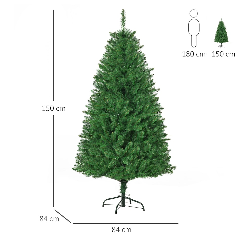image 1 of HOMCOM 5FT Prelit Artificial Christmas Tree w/ Warm White Light Xmas Decoration