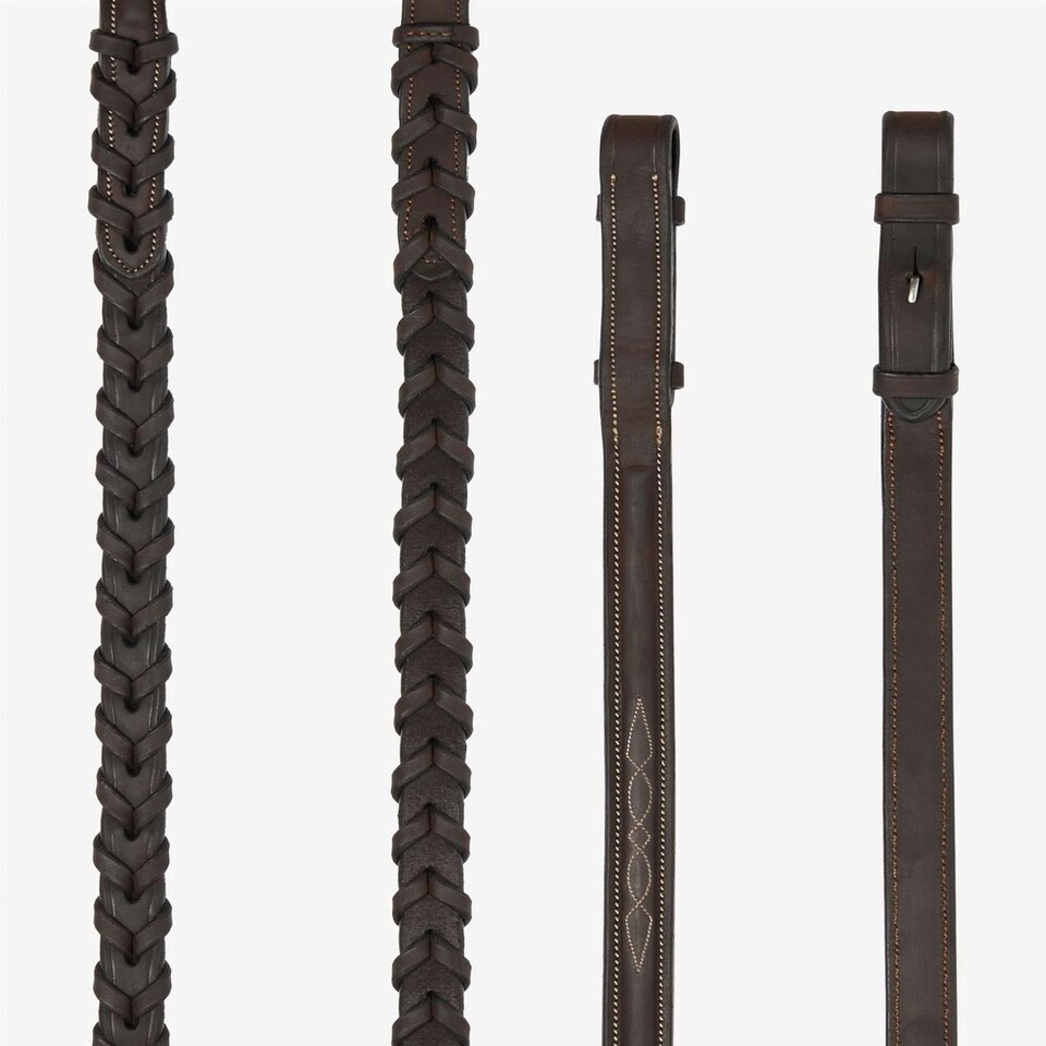 LeMieux Hunter Laced Reins with Stitching Black | Full
