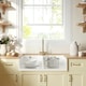 image 2 of Fireclay Kitchen Bundle - Double Bowl 1 Tap Hole Butler Sink & Tap Hole, Wastes & Mono Tap, 895mm - Brushed Brass - Balterley