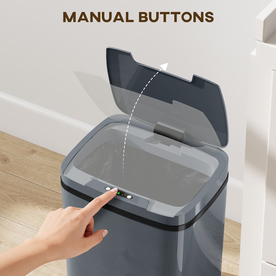 image 1 of HOMCOM 15L Sensor Bin, Automatic Touchless Kitchen Bin, Battery Operated