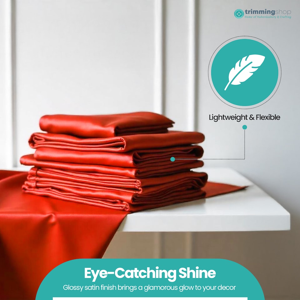 image 1 of Satin Fabric Roll, Silky & Shiny, Soft Polyester Roll - 29cm x 20m