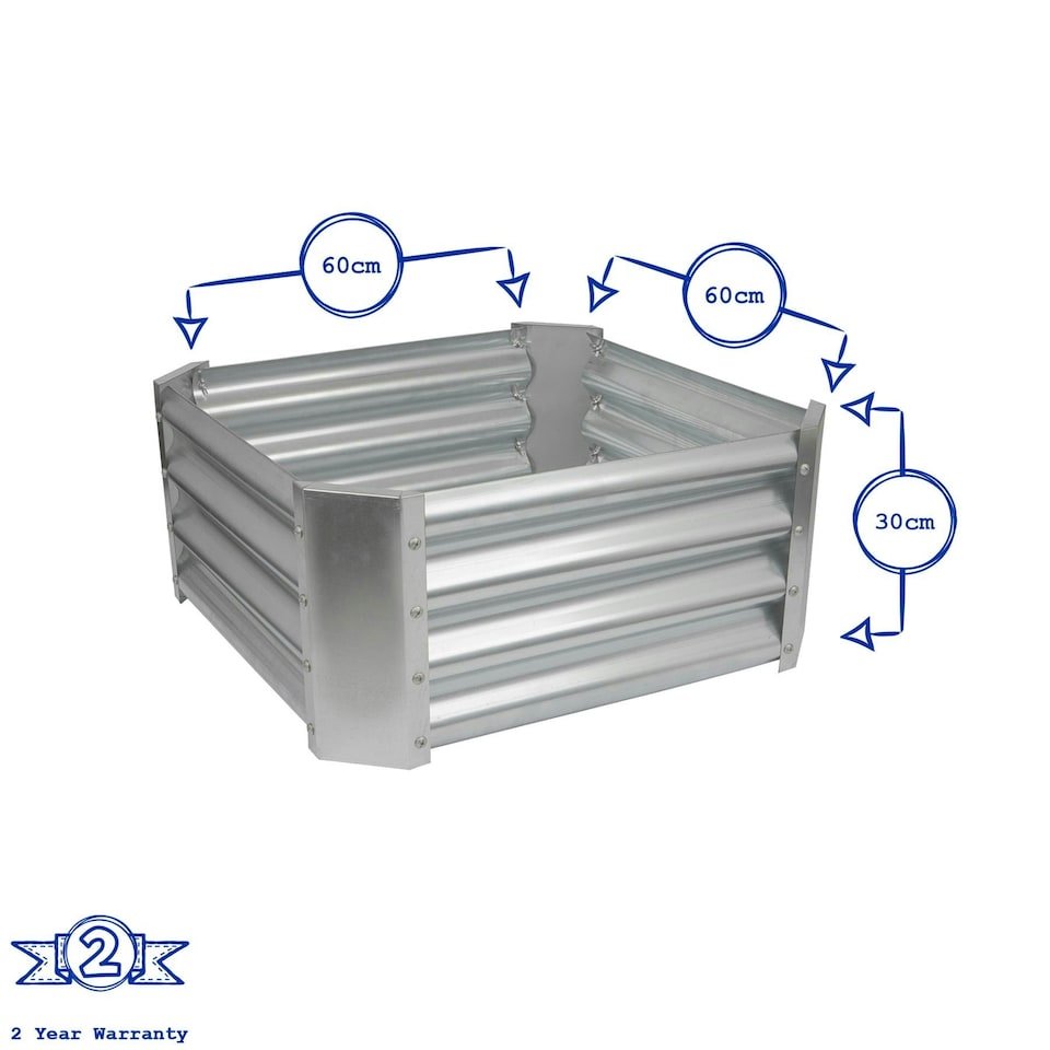 image 1 of Harbour Housewares Square Galvanised Steel Raised Garden Bed - 60cm x 60cm - Anthracite