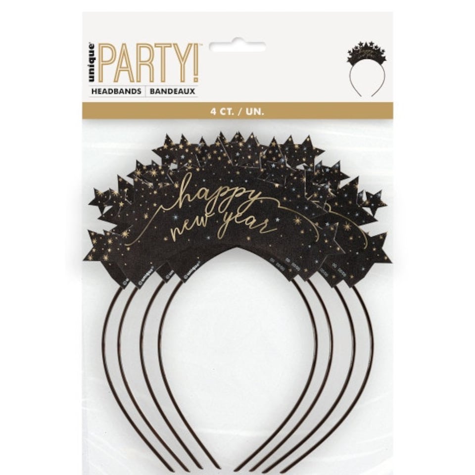 image 1 of Pack of 4 Disco New Year Party Headbands with Paper Cutouts