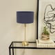 image 2 of ValueLights Maggie Gold Candlestick Table Lamp Navy Shade & Bulb | Gold