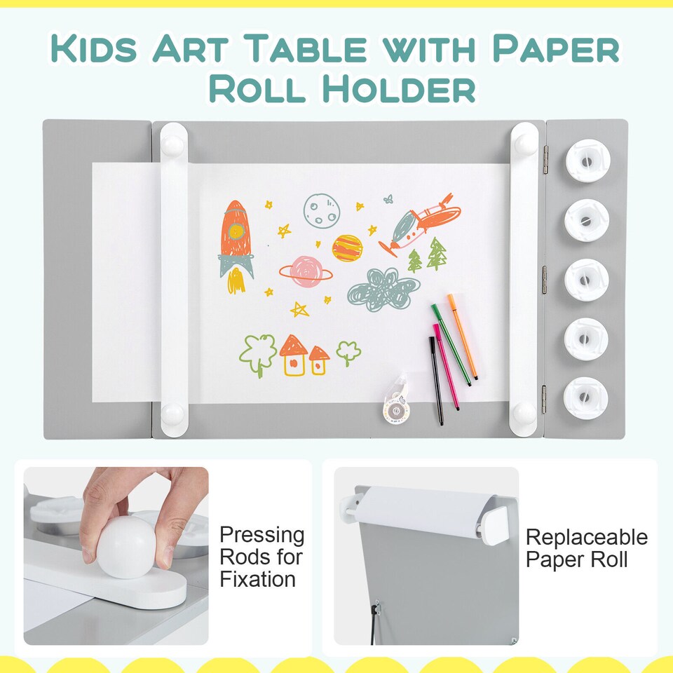 image 1 of COSTWAY 2-in-1 Kids Art Table and Art Easel Set Toddler Play Activity Drawing Desk